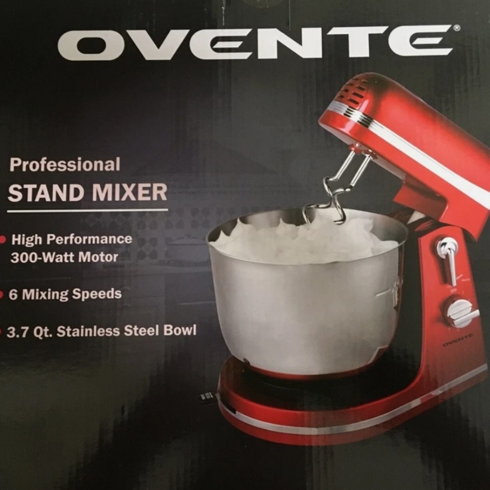 Ovente Professional Stand Mixer in Red